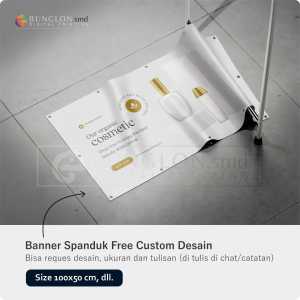 PRINT CETAK SPANDUK BANNER PENJUALAN KOSMETIK WARNA PUTIH FREE DESAIN
