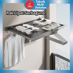 Rak Dinding Lipat Multifungsi dengan Pengait Serbaguna Kamar Mandi Balkon Dapur Handuk Apartemen Dll