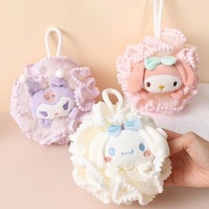 Anime Sanrio Bath Ball Kuromi Melody Cinnamoroll Bath Flower Soft Shower Net Foam Sponge Bath Skin Cleaning Tool Cute Back Friction Cartoon Doll