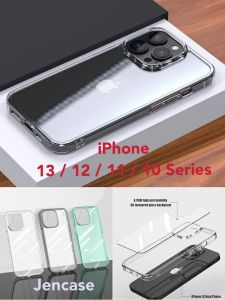Jencase New Clear Tempered Glass Case for Apple iPhone 12 13 14 15 Pro Max Plus Mini X XR XS Max 11 Pro Max Luxury Fashion TPU Flame Soft Edge + Transparent Back Green Black Tempered Glass Protective Case Ultra thin 9H Mobile Phone Case Cover