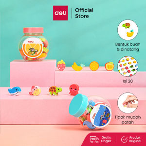 Deli School Eraser / Penghapus Hapusan Buah dan Binatang Lucu isi 20 7533