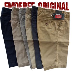 Celana Pendek Kanvas Import original pria EMDERE kualitas CARDINAL Celana Non Stretch Tidak Melar Standar Abu Hitam Krem Army Size 27 - 32