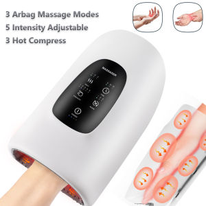 Electric Palm Finger Massager Hand Massager Hot Compress 3 Modes Airbags Acupoint Pressing Kneading Wrist Massager Type-C Rechargeable