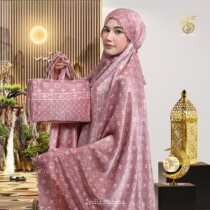 Mukena Dewasa 2in1 Santorini Shimmer Silk Motif Premium Elvitha Series Syafiq