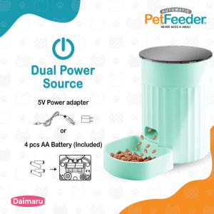 Package Set Automatic Pet Feeder Daimaru Smart Dog or Cat with Stainless Steel Bowl Voice Recorder