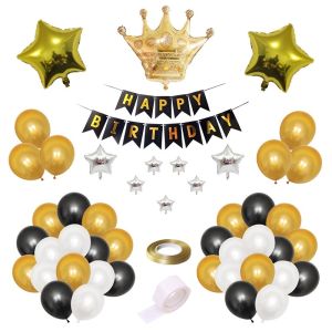 TẶNG BƠM BĂNG KEO SỐ TUỔI - Set trang trí sinh nhật Happy Birthday tông vàng quý phái chuyên dùng trang trí tiệc tùng sinh nhật