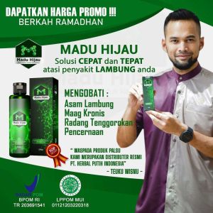 Madu Hijau Herbal Plus Propolis Bantu Atasi Masalah Pencernaan Asam Lambung Maag Kronis Ukuran 210gram sudah BPOM