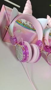 Cross-Border In-Stock Head-Mounted Hot-Selling Unicorn Cartoon Phone Computer Gift Wired Childrens Headphones