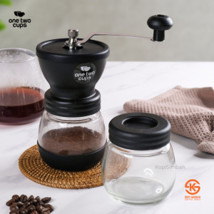 Portable Hand Coffee Grinder One Two Cups Free Jar Kaca Alat Penggiling Biji Kopi Manual Brew