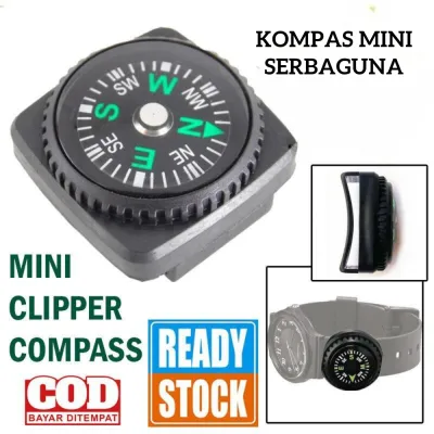 Original - Kompas Mini Outdoor Adventure Penunjuk Petunjuk Arah With Clip Bisa Klip Ke Jam Tangan Gelang Lanyard Map Tas Praktis Mountain Kemah Mendaki Camping Survival Petualang Navigasi Navigator s1129 - Black