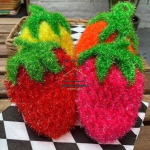 【READY STOCK】Strawberi Akrilik Fiber Kain Cuci Pinggan Poliester Benang Kain Cuci Pinggan