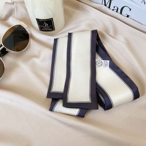 FGJEB All-match Simple Retro Ribbon Headband Stripe Wraps Neckerchief Printing Female Shawl Korean Style Scarves Silk Scarf Printed Scarf Small Long Scarf