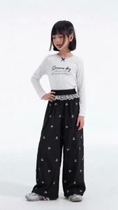 4-12ykids long pants girl wide leg pants kids ice silk pants long pants boys girls palazzo pants
