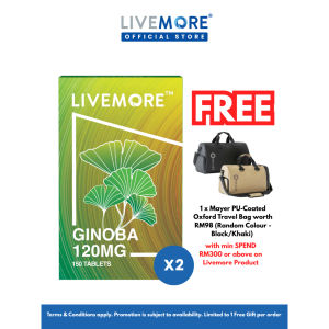 Livemore Ginoba 120mg | Daily Herbal Wellness Formula | Ginkgo Biloba Extract | 2 Boxes | Halal