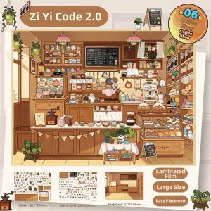 SPARAK PET Die Cut Miniatures Scene Stickers Shop Theme Large Size Mini Landscape Sticker Coffee Pet Stores Stationery Sticker Children Gifts