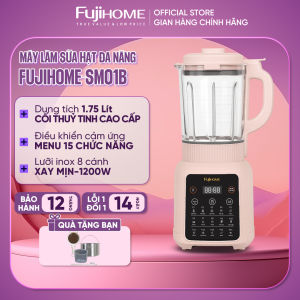 Máy làm sữa hạt cối thuỷ tinh 1.75L FUJIHOME SM01B 15 chức năng xay nấu hầm sinh tố công suất 1800W điều khiển cảm ứng