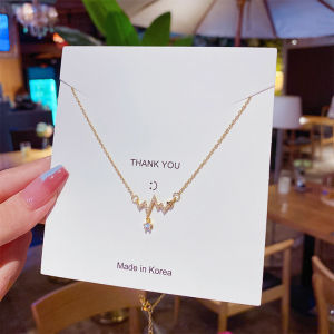 good 999 Korean fashion design 18K gold titanium steel electrocardiogram zircon love Heart Necklace N8086