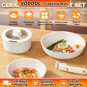 【Free Shipping】 Ceramic Non-Stick 6-Piece Cookware Set with Detachable Handles for Healthy and Non-Toxic Cooking