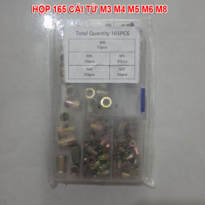 Hộp 165 con Tán rút Ecu rút SIZE từ M3-M4-M5-M6-M8-M10-M12