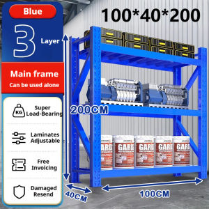 Shelves | Thickened Warehouse Shelves | Thick Steel Warehouse Shelves | 100/120/150/200cm Warehouse Equipment Storage | 500kg Load Capacity