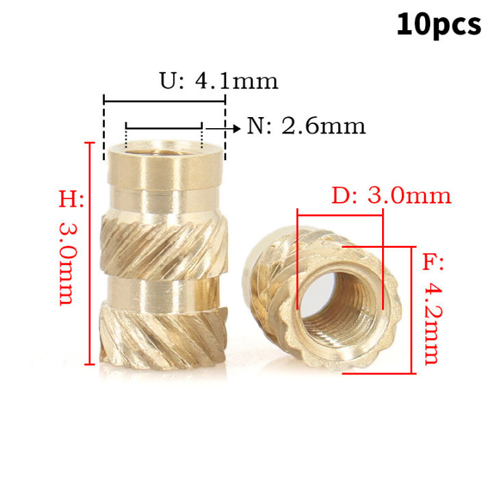 100pcs 3D Printing Brass Nuts, M3x4x5mm M3 Threaded Insert Knurled Brass Nuts Female Thread