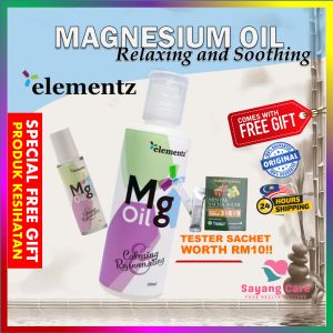 [Ready Stock With🎁 Free Gift] ELEMENTZ Mg Oil Magnesium Oil 100ml rejuvenating relax stress reliever pure natural Zechstein Magnesium Roll 15ml