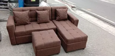SOFA SET L SHAPE BROWN FABRIC URATEX FOAM / COD ONLY !!!!