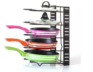 [Gift Box] Multi Tiers Pot Frying Pan Lid Storage Rack Kitchen Organizer Simple Useful Loop for Kitchen Supplies Thread Stainless 5-Layer Extendable Metal Pot Shelf Rack Pan Kitchen for Dishwashing drying pot and pan