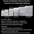 Plastik standing pouch seal lebar isi 50 pcs ukuran 10 x 17,6 tebal dan berkualitas. 