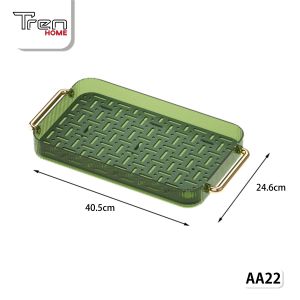 Nampan transparan dengan gagang/ Tray Minimalis Makanan/ Baki Gelas Cangkir dengan Tirisan 40.5 x 24.6 AA22