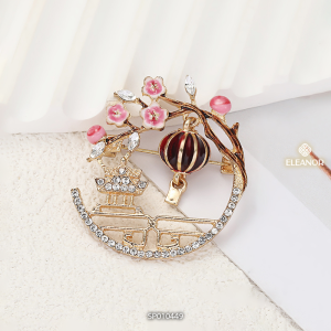 Ghim cài áo nữ Eleanor Accessories thiết kế hoa lồng đèn đỏ phụ kiện thời trang trâm cài áo 10449