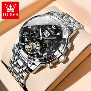 OLEVS automatic watch for men original waterproof dimond dial dual celendar chronograph luminous tourbillon fashion sport watch