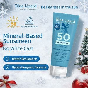 BLUE LIZARD Sensitive Mineral Sunscreen SPF 50 Lotion Tube 3oz Fragrance-free Water Resistant Sensitive-friendly Non-sticky Long-lasting