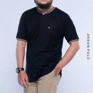 ZONKAS T-Shirt Polo Pria - Kaos Polo Pria Kerah Lengan Pendek - Aaron Polo Zipper - White