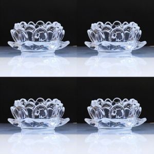เชิงเทียนดอกบัว วัสดุแก้วคริสตัลเทียม แก้วใสคุณภาพดี ของตกแต่งบ้าน สร้างบรรยากาศ