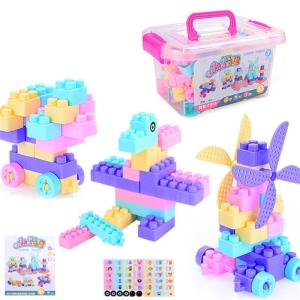 100 cái/bộ trẻ em Bộ khối lắp ráp với hộp lưu trữ lắp ráp mang tính giáo dục đồ chơi cho giáo dục sớm và chơi sáng tạo