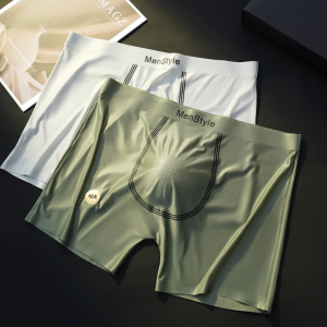 2025 Oil Shiny Boxershorts Satin Men Ice Silk U Pouch Underwear Glossy Mens Shorts Flat Boxers Smooth Swimwear Panties Knickers