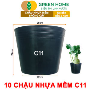 10 Chậu Trồng Cây Greenhome C11 (28x22x22cm) Nhựa Mềm Dẻo Nhẹ Trồng Cây Bầu Ươm Cây Giống Độ Bền Đến 2 Năm