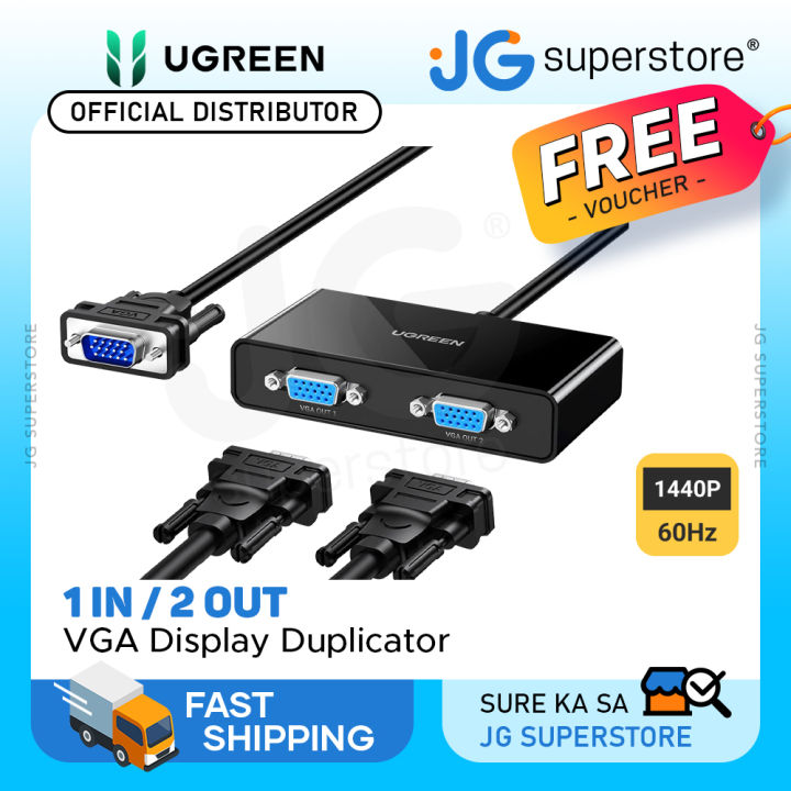 UGREEN 1080p VGA Male to Female Video Splitter Cable (1 Meter) for PC,  Dekstop Computer, Laptop, DVD Player, Display Monitor, TV, Projector, 