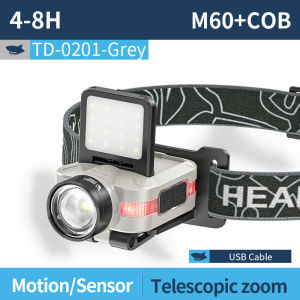 Smiling shark TD0201 LED Headlight Super Bright COB Head Lamp 5Mode Type-c Rechargeable Induction Work Light Waterproof Outdoor Fishing Light Night travel