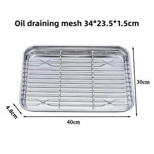 Buy 1 get 1 Stainless Steel Baking Tray Plate BBQ Tray Removable Cooling Rack Set Baking Pan Sheet Kitchenware