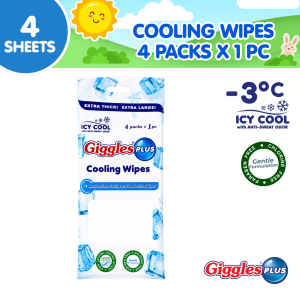 Giggles Plus Cooling Wipes 4 packs x 1 piece - Refreshing Moisturizing Multipurpose Travel Pack