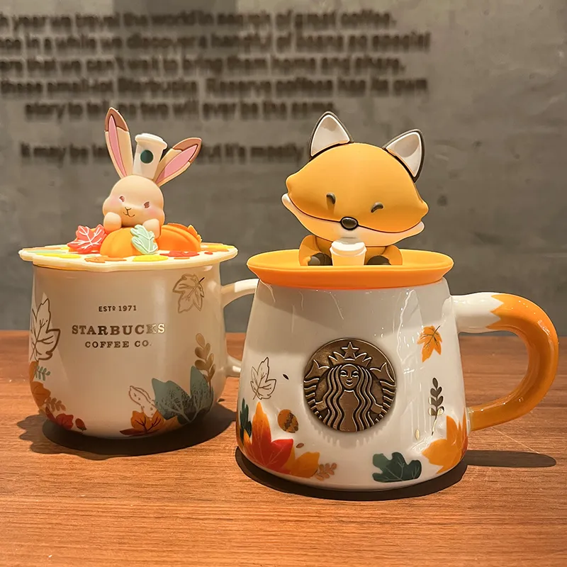 Starbuck Official Store Starbuck Autumn Maple Leaf Cute Fox Mermaid Bronze Cup  Acorn Embossed Cartoon Ceramic Coffee Mug with Lid Starbuck Tumbler  Starbuck Mug | Lazada PH