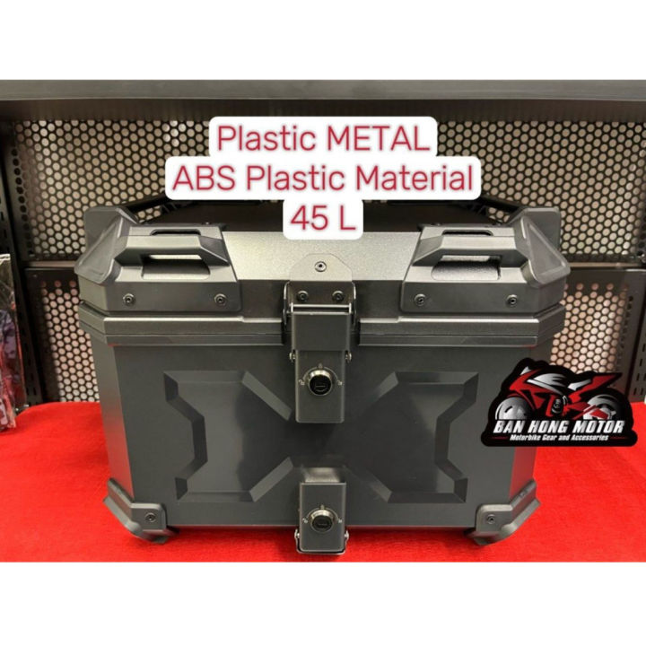 Motorcycle Top Box 45L ABS Plastic 'X' Design Top Box with Double