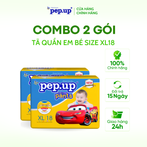 Combo 2 gói Tã/ Bỉm Quần Em Bé Pep.up Cottony 3D Gói Trung Siêu Mềm Mại Siêu Khô Thoáng Size S/M/L/XL/XXL