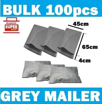 【100pcs/Pack】【 45cm x 65cm】 Grey Poly Mailer Plastic Recyclable Eco Friendly Polymailer Mailing Envelope Bag
