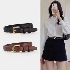 HEALMEYOU with Jeans Belt Leather Fashion Belt Black  Buckle Strap PU Leather Waist Belt Vintage Ins Korean Style Waistband Spicy Girl