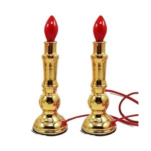 Lampu LilinTembaga Emas Elektrik Pasangan Keberuntungan Lampu Sembahyang Puja Altar Lilin Listrik
