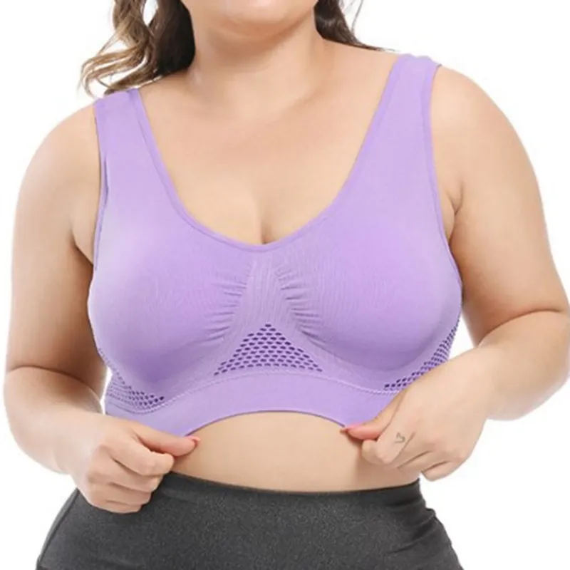 Women Nylon Bra Plus Size Shockproof Bra Wireless Push-up Vest Sports  Underwear