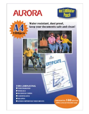 Aurora Hot Laminating Pouch Sheets A3 / A4 100 Microns